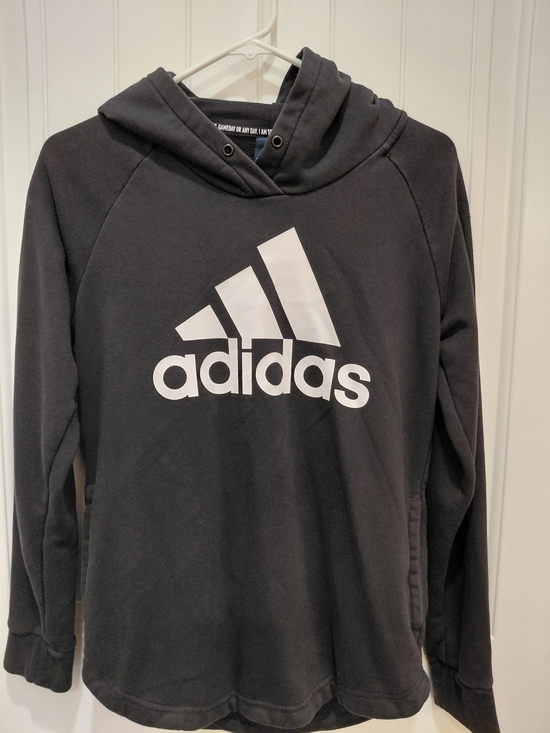 adidas Tops - adidas Black Hoodie with White Logo ###0848